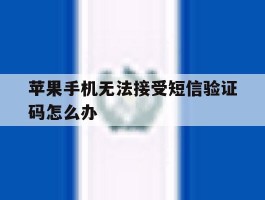 苹果手机无法接受短信验证码怎么办