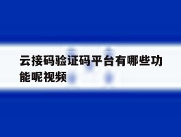 云接码验证码平台有哪些功能呢视频
