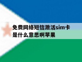 免费网络短信激活sim卡是什么意思啊苹果