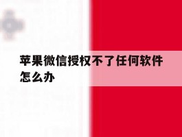 苹果微信授权不了任何软件怎么办