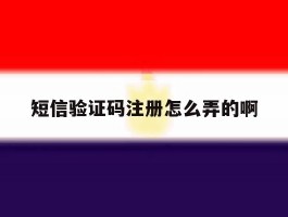 短信验证码注册怎么弄的啊