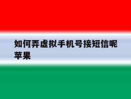 如何弄虚拟手机号接短信呢苹果