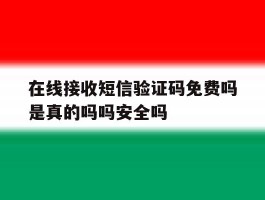 在线接收短信验证码免费吗是真的吗吗安全吗