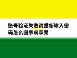 账号验证失败请重新输入密码怎么回事啊苹果