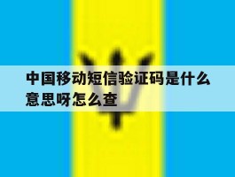 中国移动短信验证码是什么意思呀怎么查