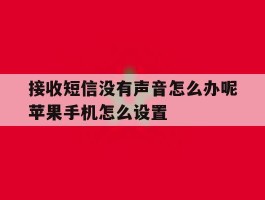 关于接收短信没有声音怎么办呢苹果手机怎么设置的信息