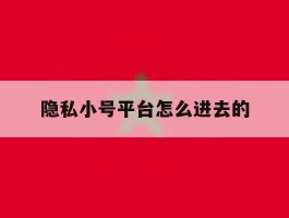 隐私小号平台怎么进去的