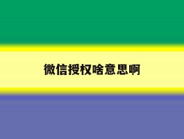 微信授权啥意思啊