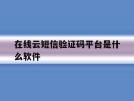 在线云短信验证码平台是什么软件
