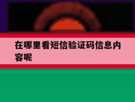 在哪里看短信验证码信息内容呢