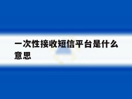 一次性接收短信平台是什么意思