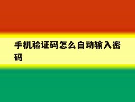 手机验证码怎么自动输入密码