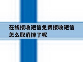 在线接收短信免费接收短信怎么取消掉了呢