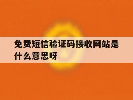 免费短信验证码接收网站是什么意思呀