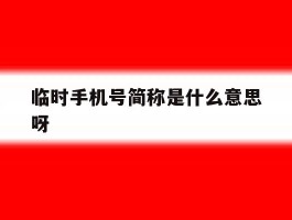 临时手机号简称是什么意思呀