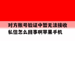 对方账号验证中暂无法接收私信怎么回事啊苹果手机的简单介绍