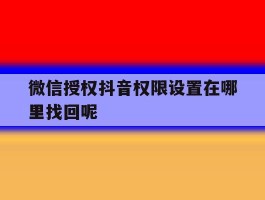微信授权抖音权限设置在哪里找回呢