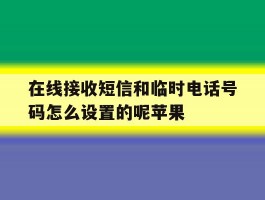 在线接收短信和临时电话号码怎么设置的呢苹果的简单介绍