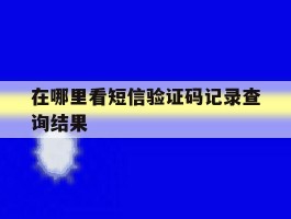 在哪里看短信验证码记录查询结果