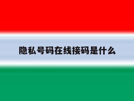 隐私号码在线接码是什么