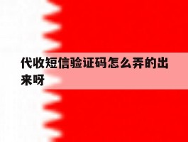 代收短信验证码怎么弄的出来呀