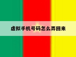虚拟手机号码怎么弄回来