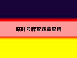 临时号牌查违章查询