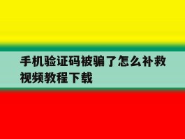 手机验证码被骗了怎么补救视频教程下载