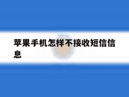 苹果手机怎样不接收短信信息