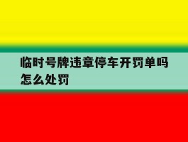 临时号牌违章停车开罚单吗怎么处罚