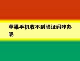 苹果手机收不到验证码咋办呢
