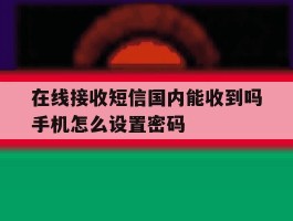 在线接收短信国内能收到吗手机怎么设置密码