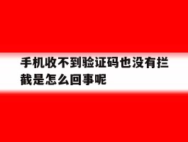 手机收不到验证码也没有拦截是怎么回事呢