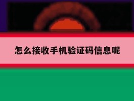 怎么接收手机验证码信息呢