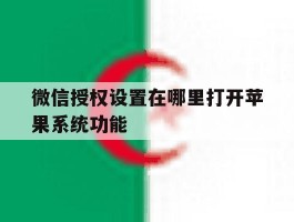 微信授权设置在哪里打开苹果系统功能
