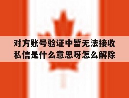 关于对方账号验证中暂无法接收私信是什么意思呀怎么解除的信息