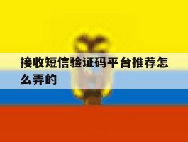 接收短信验证码平台推荐怎么弄的