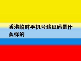 香港临时手机号验证码是什么样的