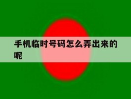 手机临时号码怎么弄出来的呢