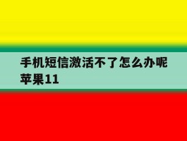 关于手机短信激活不了怎么办呢苹果11的信息