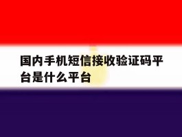 国内手机短信接收验证码平台是什么平台