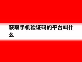 获取手机验证码的平台叫什么