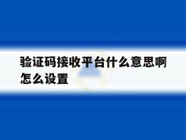 验证码接收平台什么意思啊怎么设置