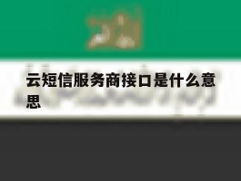 云短信服务商接口是什么意思