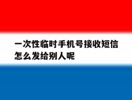 一次性临时手机号接收短信怎么发给别人呢的简单介绍