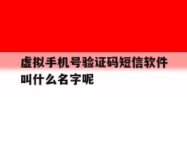 关于虚拟手机号验证码短信软件叫什么名字呢的信息