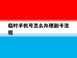 临时手机号怎么办理副卡流程