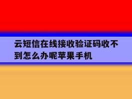 云短信在线接收验证码收不到怎么办呢苹果手机的简单介绍