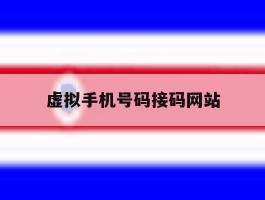 虚拟手机号码接码网站