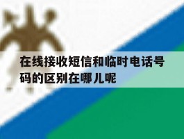 在线接收短信和临时电话号码的区别在哪儿呢